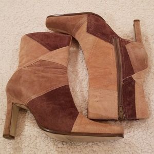 Mooties Toothed Suede Patchwork Ankle Boots